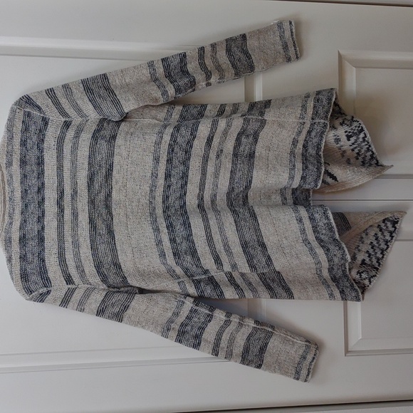 Lucky Brand Womens Tribal Aztec Black Ivory Gray Print Open Front Drape Cardigan - Picture 8 of 11